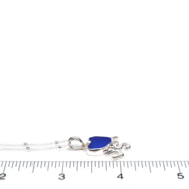 Cobalt Sea Glass Love USA Necklace