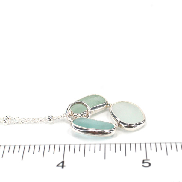 Water Sea Glass Circle of Life Necklace on ruler for size reference.