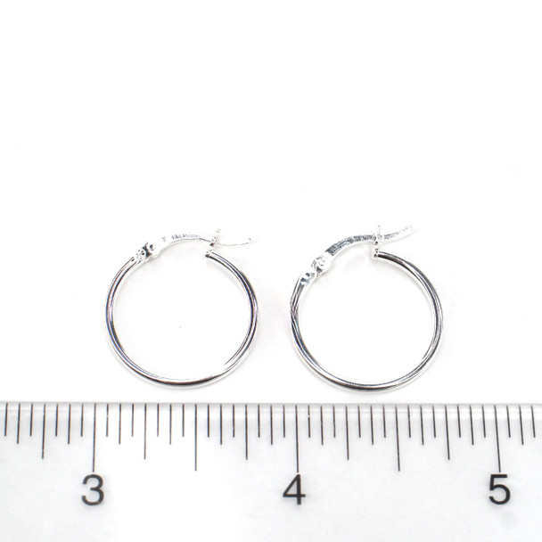 Sterling Silver Medium Hoop Earrings - 20mm on ruler for size reference. 