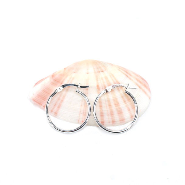 Sterling Silver Medium Hoop Earrings - 20mm