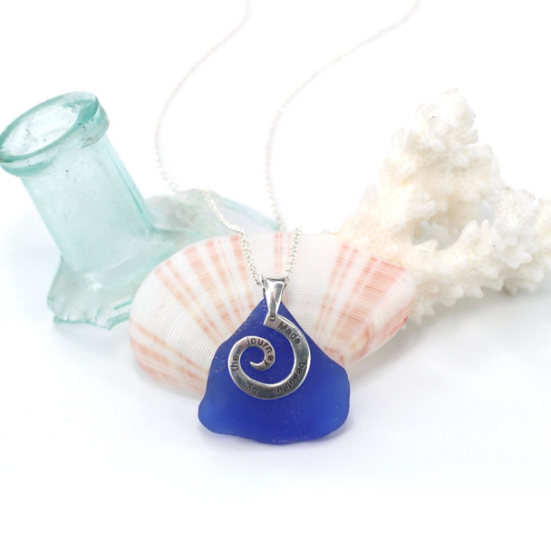 Cobalt Triangle Sea Glass Journey Necklace