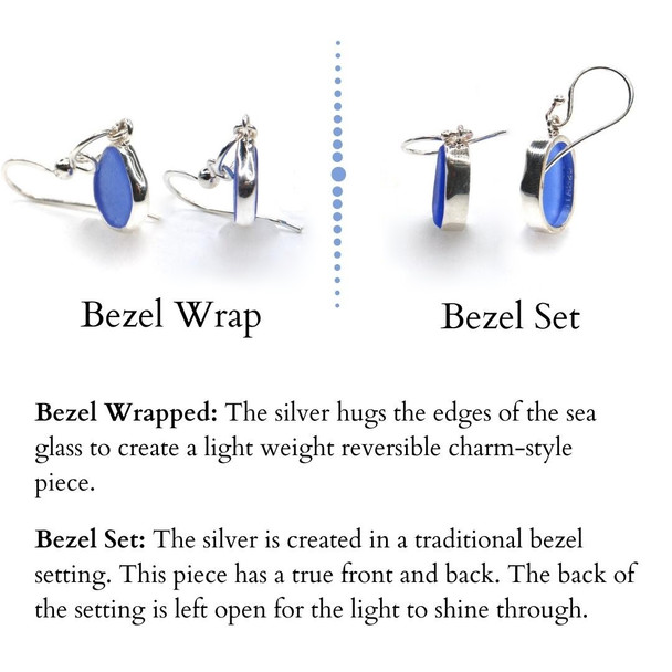 bezel wrap versus bezel set sea glass jewelry