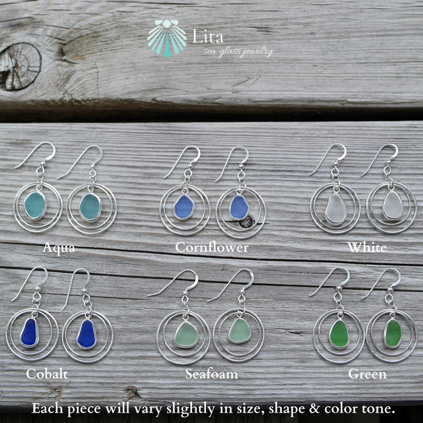 Sea Glass Karma Bezel Wrap Earrings color options