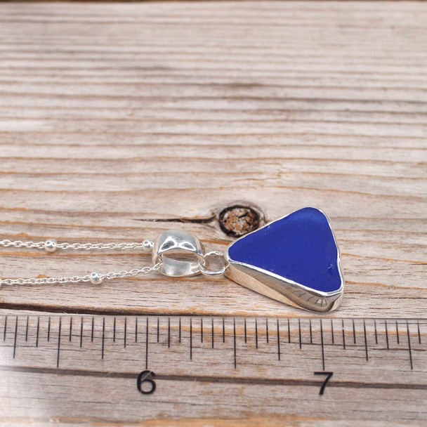 Insta Sale Cobalt Sail Sea Glass Bezel Necklace - MM on ruler for size reference. 