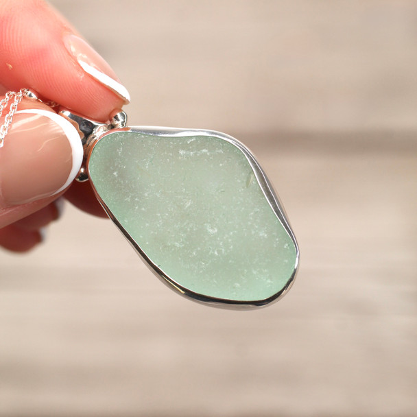 Insta Sale Seafoam Diamond Sea Glass Stonehenge Necklace - MM front view 