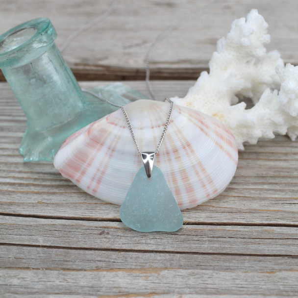 Light Blue Simple Drop Necklace on 18" chain - Slightly Damaged