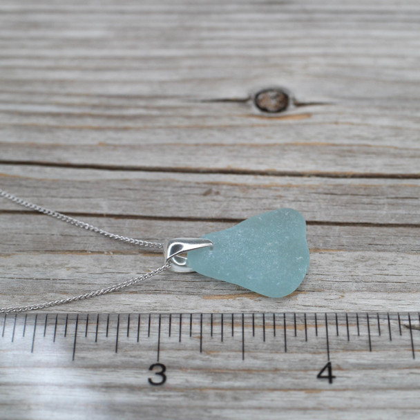 Light Blue Simple Drop Necklace on 18" chain - Slightly Damaged on ruler for size reference