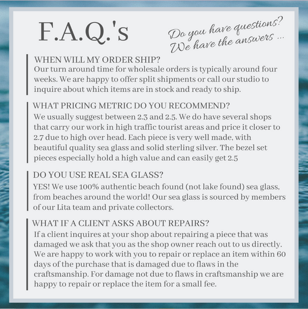Frequently Asked Questions about Sea Glass, Shipping and Sizing
