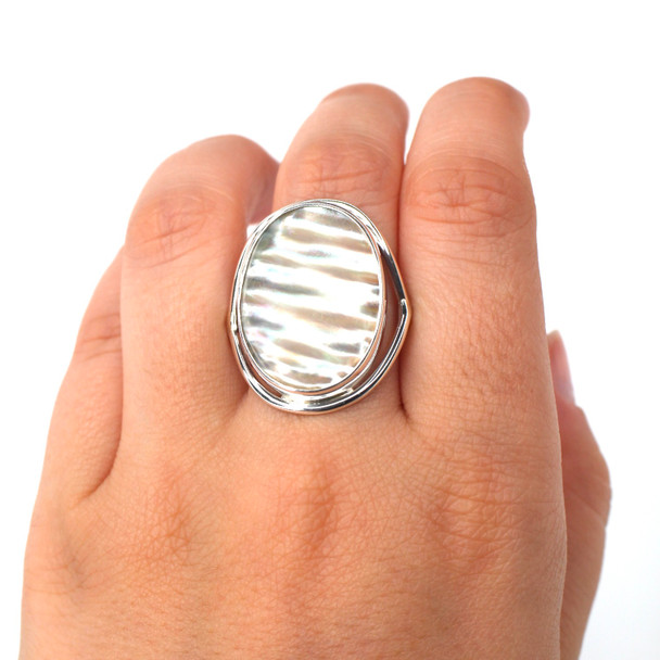 Abalone Grand Ring - Size 9 on model for color reference.