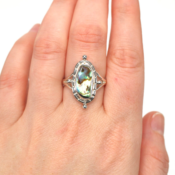 Abalone Oval Ocean Ambience Ring - Size 9