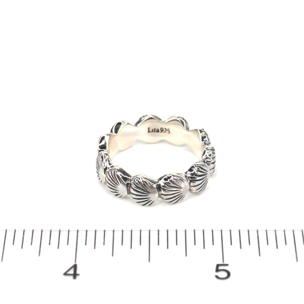 Sterling Silver Lita Scallop Shell Ring on ruler for size reference. 