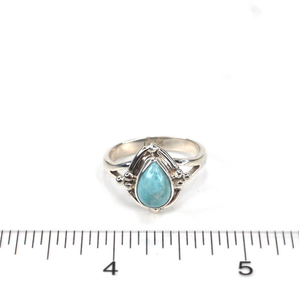 Larimar Caribbean Calm Trinity Split Band Beaded Ring - Size 9 on ruler for size reference. 

