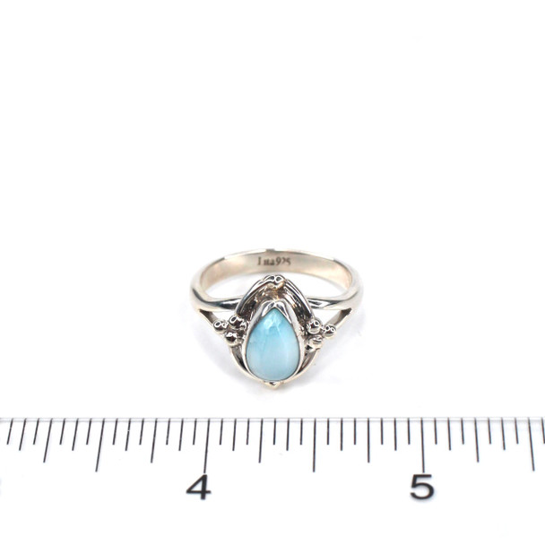 Larimar Ocean Tide Trinity Split Band Beaded Ring- Size 9 on ruler for size reference. 
 