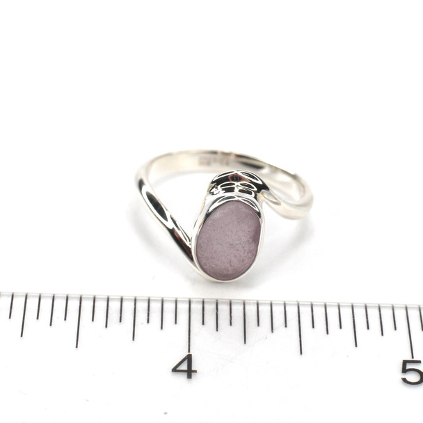 Purple Sea Glass Serenity Ring - Size 10 on ruler for size reference. 