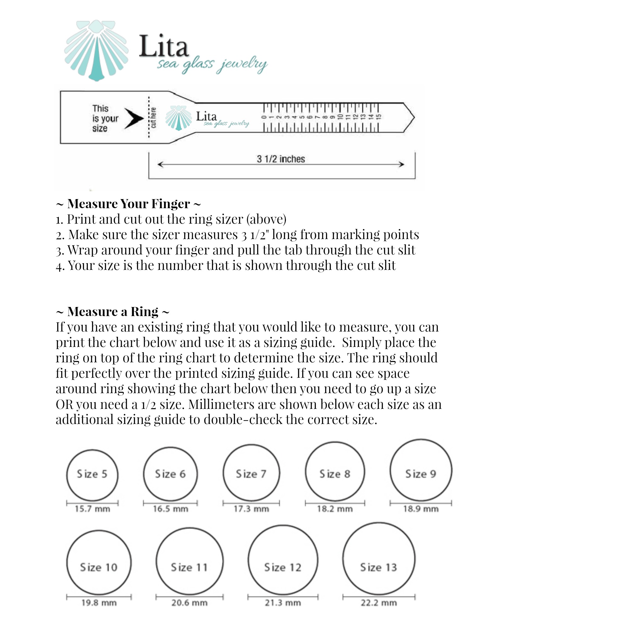 Printable Ring Sizer, Ring Size Finder