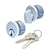 Die Cast 1" Mortise Cylinder Set, Clear Zinc Finish  (1 Keyed Cylinder, Schlage C Keyway + 1 Turn Knob Cylinder)