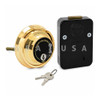 3-Wheel Lock w/ Spy Proof Dial & Ring, Key Locking, Brass