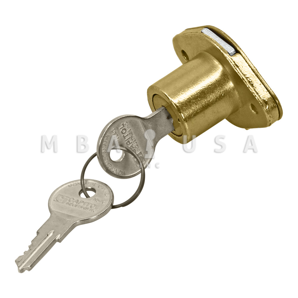 d*7様 MR ILOC ILCO DRAWER LOCK 7/8” THICKNESS, BRASS, KEYED DIFFERENT - MBA USA