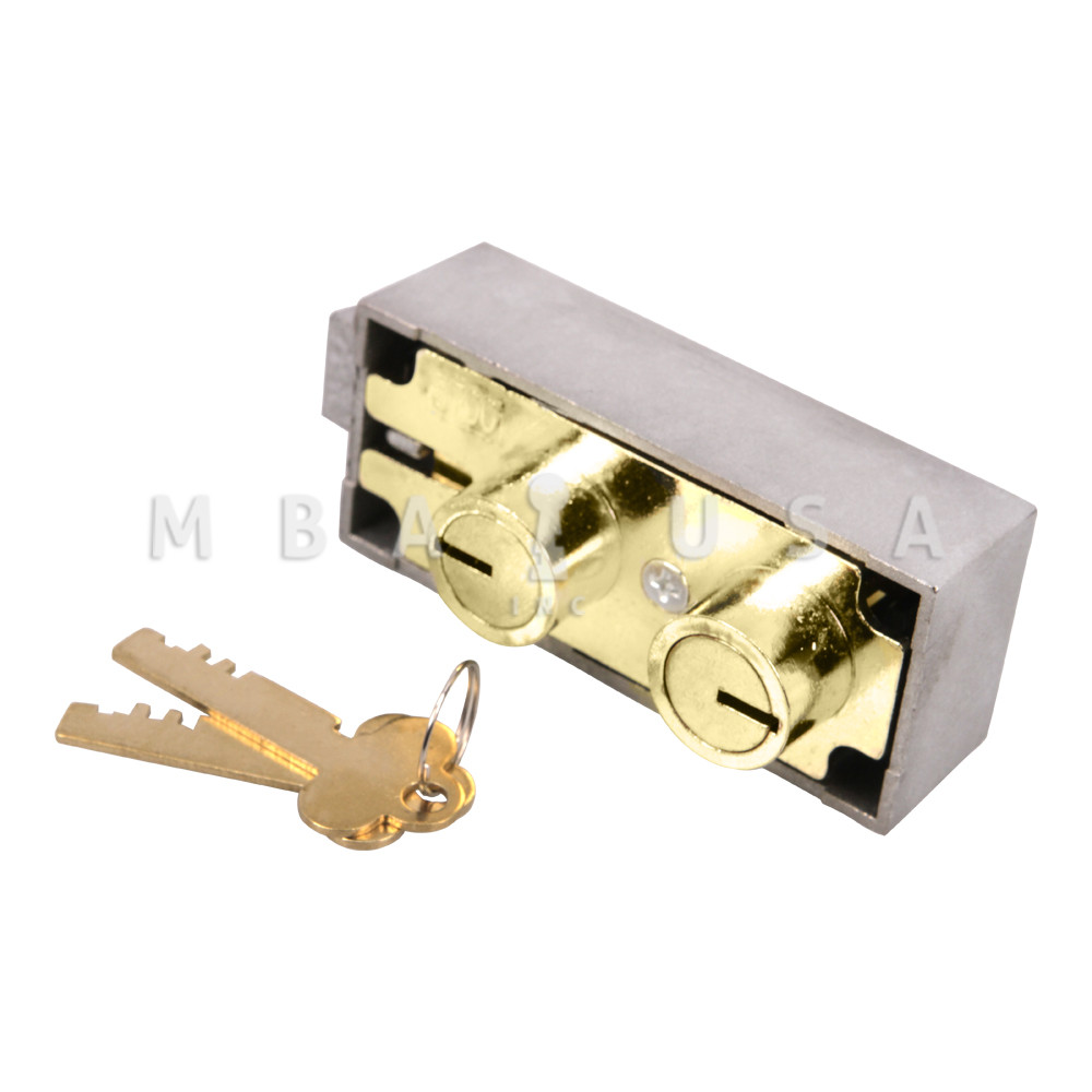 5700 Safe Deposit Lock, Double Big Nose, Double Fixed, Brass - MBA