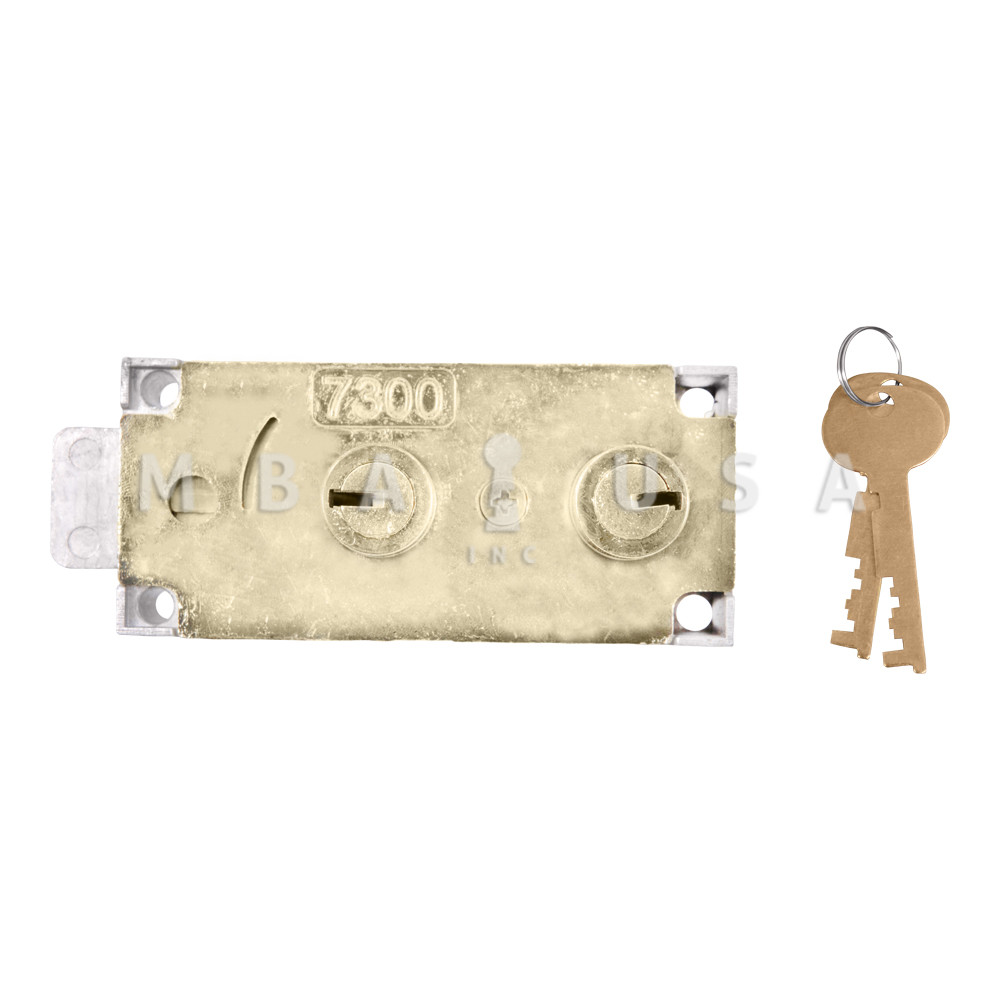 7300 DLN Safe Deposit Lock w/ Keys, 908 Guard, Brass Finish - MBA