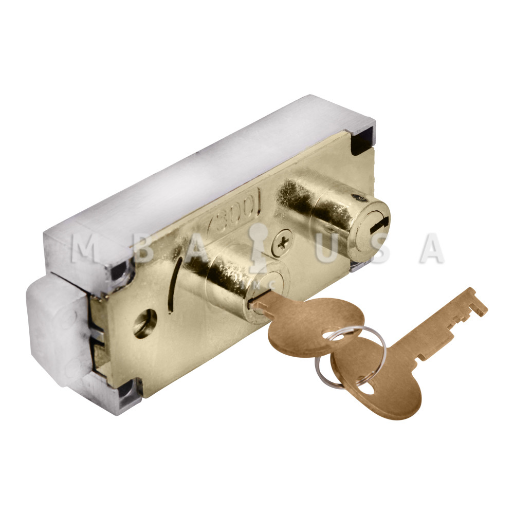 7300 DLN Safe Deposit Lock w/ Keys, 908 Guard, Brass Finish - MBA