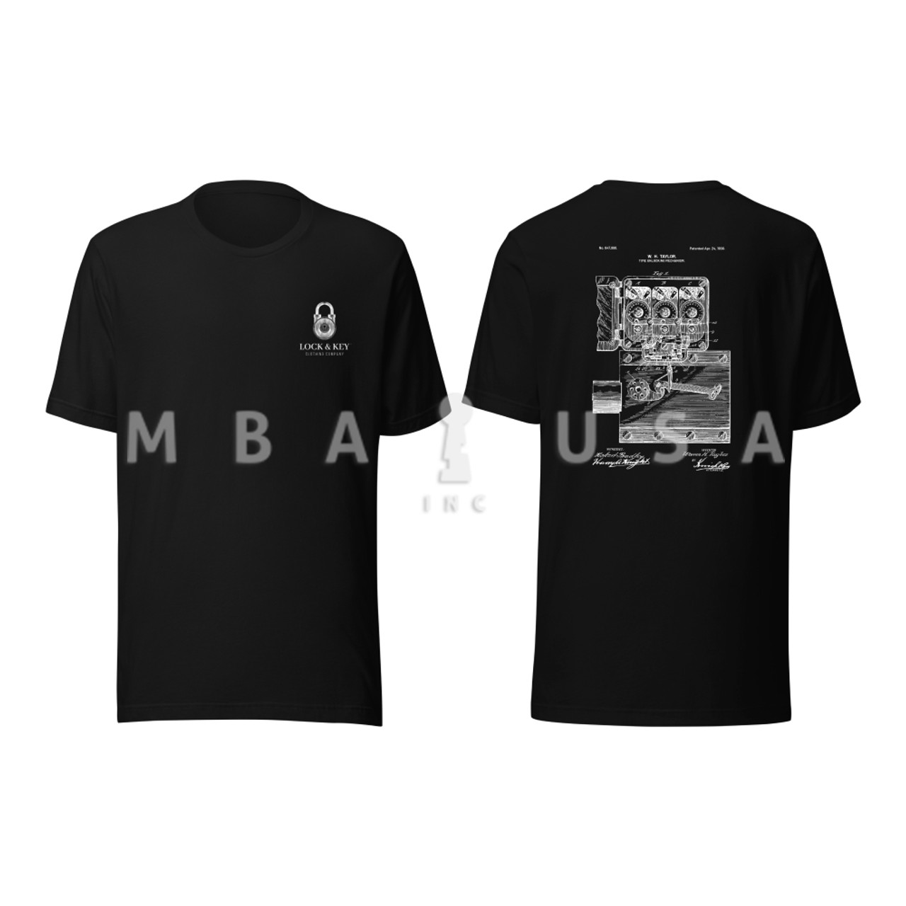 ①WHAT WE WANT×TENtoTEN　②PASTIME FACTORY Yale & Towne Manufacturing Time Lock Patent T-Shirt (Circa