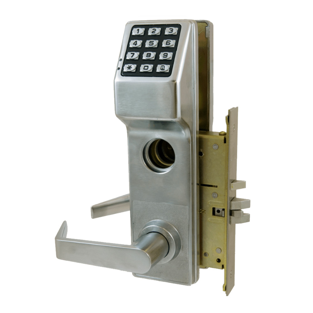 Grade 1 Pushbutton Mortise Lock, 100 Users, Satin Chrome Finish