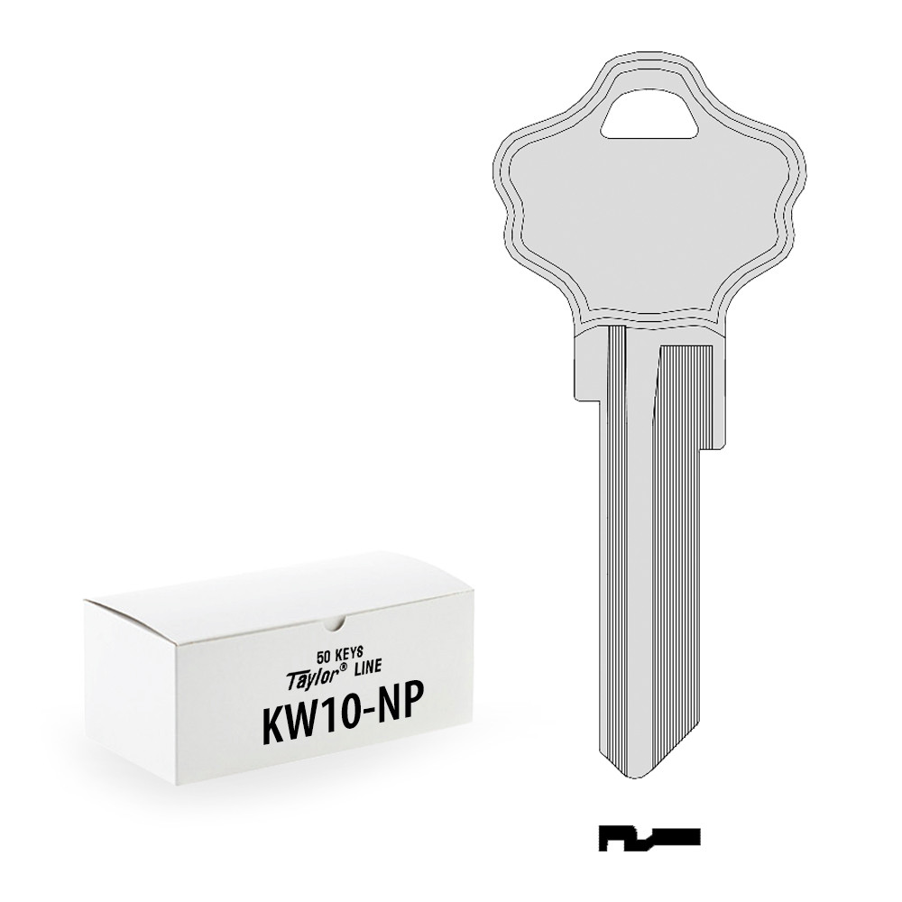 Ilco Taylor Key Blanks, Kwikset KW10, Nickel Plate (50 Pack) - MBA USA ...