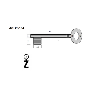 BORKEY SINGLE BIT SOLID POST KEY - ART28/104/1