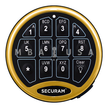 SafeLogic Back-Lit Keypad w/ Battery Drawer, Brass