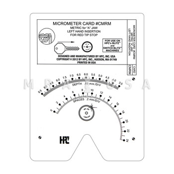 HPC Micrometer Card for Blitz Machine, "A" Jaw, Red Tip, Metric