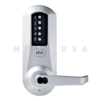 Simplex 5000 Series Lever Lock, 2-3/4" Backset, 1/2" Latch, Prep'd for Medeco LFIC Key Override, Satin Chrome Finish