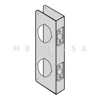 Don-Jo Wrap Around Plate for Double Locks with 3-5/8" Center, 22 Gauge Stainless Steel, 4" by 9", 2-1/8" Holes for Deadbolt and for Cylindrical Lock, for 1-3/8" Door with 2-3/8" Backset, Satin Stainless Steel Finish (151-S-CW)