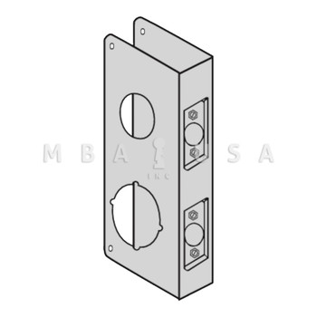 Don-Jo Wrap Around Plate for Double Locks with 4" Center, 22 Gauge Stainless Steel, 4" by 9", 1-1/2" Hole for Deadbolt at Top and 2-1/8" Hole for Cylindrical Lock Below, for 1-3/4" Door with 2-3/8" Backset, Satin Stainless Steel Finish (264-S-CW)