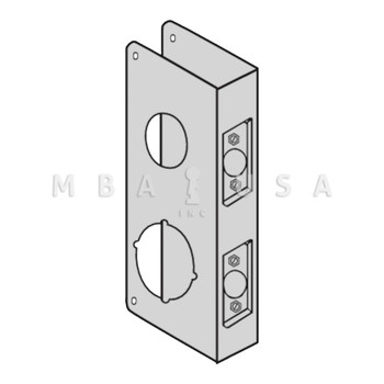 Don-Jo Wrap Around Plate for Double Locks with 4" Center, 22 Gauge Stainless Steel, 4-1/4" by 9", 1-1/2" Hole for Deadbolt at Top and 2-1/8" Hole for Cylindrical Lock Below, for 1-3/4" Door with 2-3/4" Backset, Satin Stainless Steel Finish (484-S-CW)