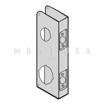 Don-Jo Wrap Around Plate for Double Locks with 6" Center, 22 Gauge Stainless Steel, 4-1/2" by 12", 1-1/2" Hole for Deadbolt at Top and 2-1/8" Hole for Cylindrical Lock Below,For 1-3/4" Door with 2-3/4" Backset, Satin Stainless Steel Finish (486-S-CW)