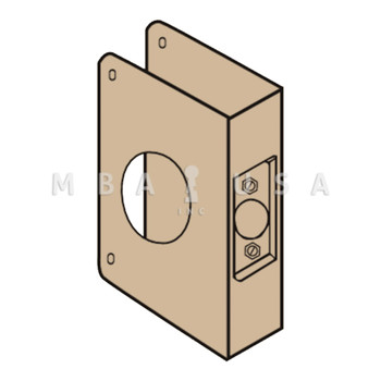 Don-Jo Wrap Around Plate, 22 Gauge Steel, 4" by 4-1/2", 1-1/2" Hole for Deadbolt, for 1-3/4" Door with 2-3/8" Backset, Bright Brass Finish (6-PB-CW)