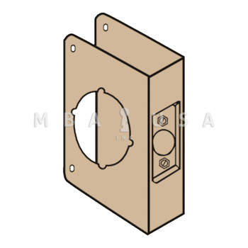 Don-Jo Wrap Around Plate, 22 Gauge Steel, 4" by 4-1/2", 2-1/8" Hole for Cylindrical Lock, for 1-3/4" Door with 2-3/8" Backset, Bright Brass Finish (61-PB-CW)