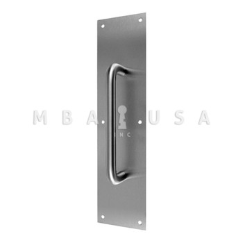 Don-Jo Pull Plate, .050" by 4" by 16", with 5-1/2" CTC Pull, 3/4" Diameter, 6-1/4" Overall, 2-1/4" Projection, 1-1/2" Clearance, Satin Stainless Steel Finish (7114-630)