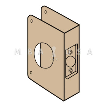 Don-Jo Wrap Around Plate, 22 Gauge Steel, 4-1/2" by 4-1/2", 1-1/2" Hole for Deadbolt, for 1-3/4" Door with 2-3/4" Backset, Bright Brass Finish (8-PB-CW)