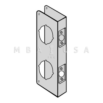 Don-Jo Wrap Around Plate for Double Locks with 4" Center, 22 Gauge Stainless Steel, 4-1/4" by 9", 2-1/8" Holes for Deadbolt and for Cylindrical Lock, for 1-3/4" Door with 2-3/4" Backset, Satin Stainless Steel Finish (943-S-CW)