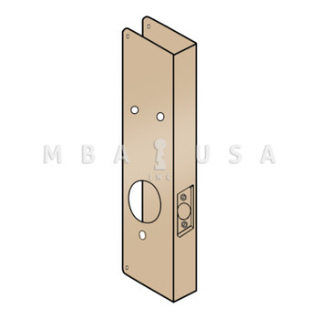 Don-Jo Wrap Around Plate, 22 Gauge Steel, 5" by 15", for KABA Simplex E-2000 Lock, for 1-3/4" Door with 2-3/4" Backset, Bright Brass Finish (E2000-PB-CW)