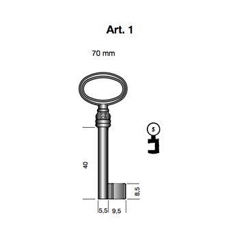 BORKEY SINGLE BIT POST KEY #5 - 70MM