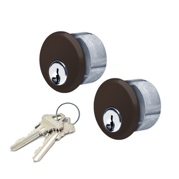 Mortise Key Cylinders, Schlage C Keyway, 1", 2 Keyed cylinders, Dark Bronze