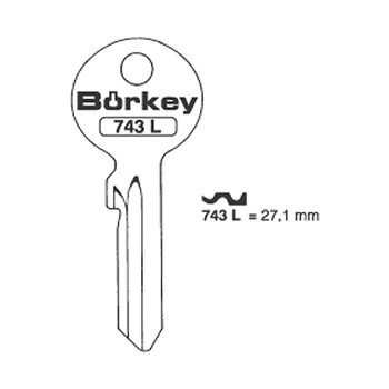 BORKEY KEY BLANK 743L FOR ABUS, CISA, STUV LOCKS