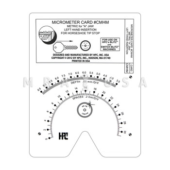 HPC Micrometer Card for Blitz Machine, "A" Jaw, Black Tip, Metric