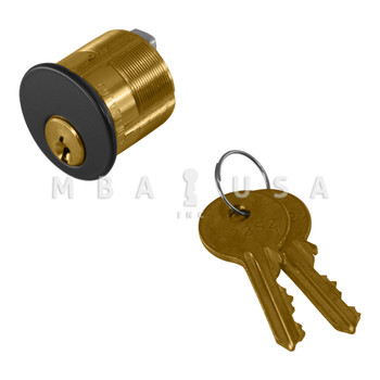 Ilco 1-1/8" Mortise Cylinder, 5-Pin (Drilled 6), Yale Y1 Keyway, Standard Cam, Bronze Finish, Keyed Different