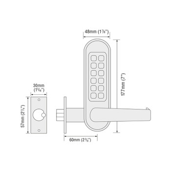 Codelocks Heavy Duty Tubular Latch, Stainless Steel Finish, 2000+ Possible Combos (Fits Doors 1-3/8" - 2-3/8'' Thick)  Backset 2-3/4