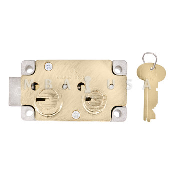 S&G 4442 Series Safe Deposit Lock, Fixed Lever, Right Hand, Brass Finish