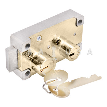 S&G 4442 Series Safe Deposit Lock, Fixed Lever, Right Hand, Brass Finish